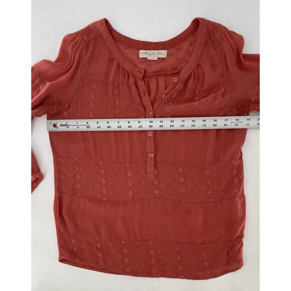 Anthropologie Staring At Stars Embroidered Sheer Button Blouse Sz M FLAWS - Picture 14 of 15